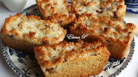 Рецепт пирожных с ревенем и кокосом