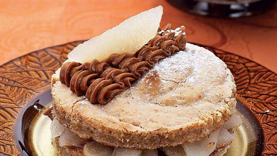 Рецепт шоколадна-орехового пирожного с грушами