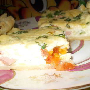 Рецепт Лжепиццы из двух сыров и зеленого лука