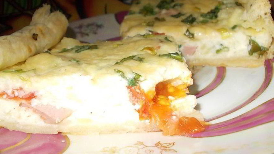 Рецепт лжепиццы из двух сыров и зеленого лука