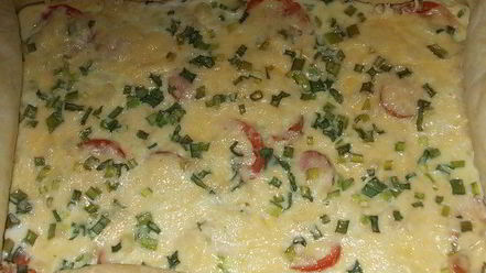 Рецепт лжепиццы из двух сыров и зеленого лука