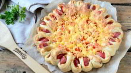 Рецепт пиццы из сосисок в тесте