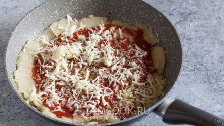 Рецепт пиццы на сковороде без муки