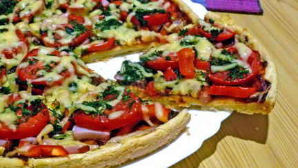 Рецепт Пиццы на жидком тесте со свининой, помидорами и перцем