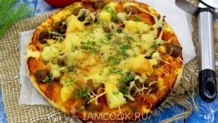 Рецепт пиццы со свининой и ананасами