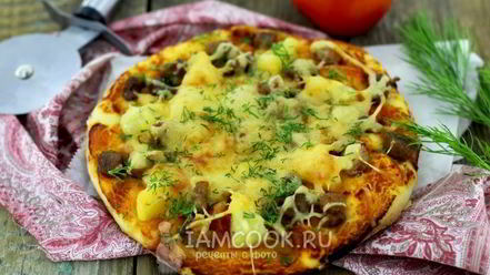 Рецепт пиццы со свининой и ананасами