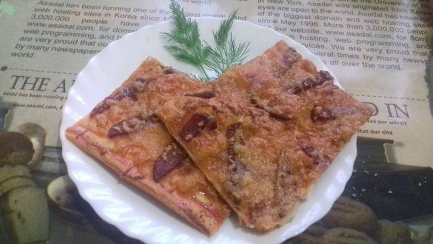 Рецепт пиццы спартанской из слоеного теста