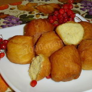 Рецепт Жареных пончиков из творога и тыквы