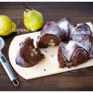 Рецепт Шоколадной шарлотки с грушей и корицей