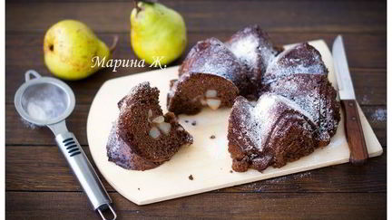 Рецепт Шоколадной шарлотки с грушей и корицей