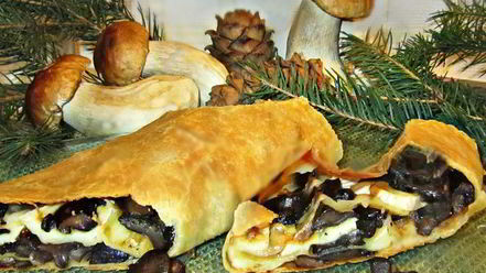 Рецепт штруделя с лесными грибами и сыром бри