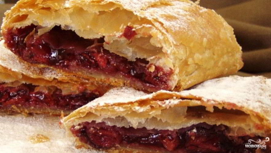 Рецепт штруделя с вишней из теста фило