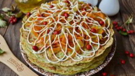 Рецепт торта из кабачков с морковью и луком