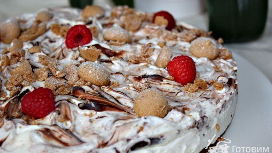 Рецепт творожно-сливочного торт с малиной