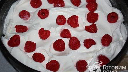 Рецепт творожно-сливочного торт с малиной