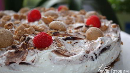 Рецепт творожно-сливочного торт с малиной