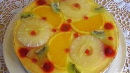 Рецепт творожного торта с желе и фруктами