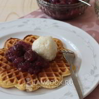 Рецепт Вафель с рисовой кашей и киселем