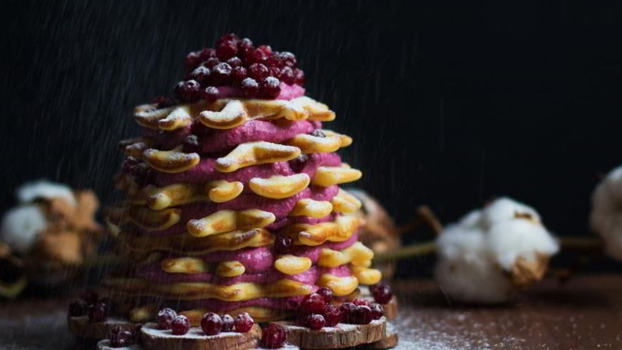 Рецепт венских вафель с ягодным творогом