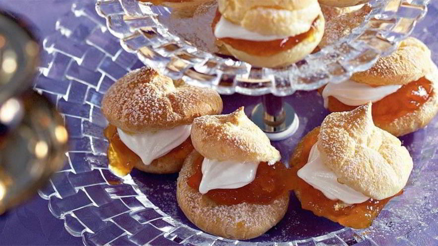 Рецепт профитролей с апельсиновым желе