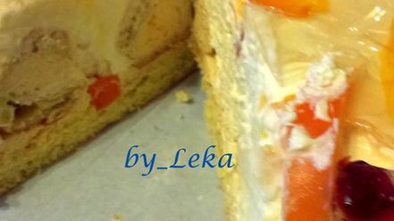 Рецепт торта с профитролями и хурмой