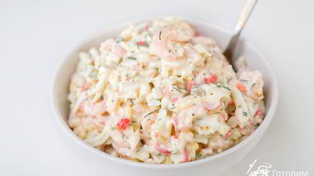 Рецепт закусочных профитролей с салатом из креветок и крабовых палочек