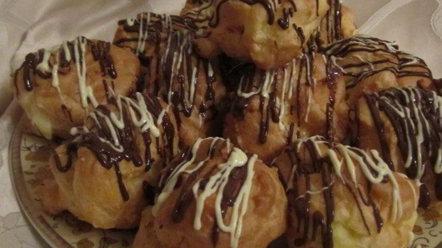 Рецепт заварного пирожного с заварным кремом на белом шоколаде