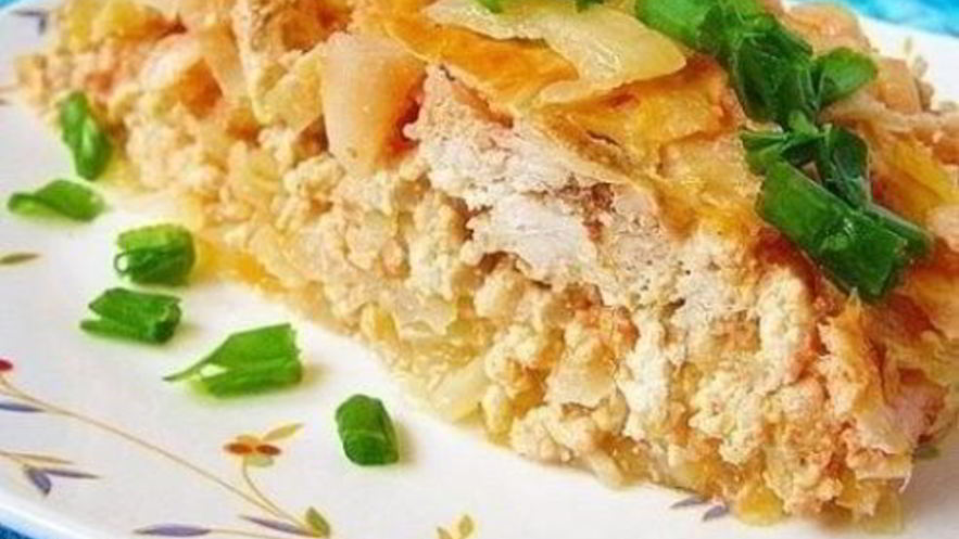 Рецепт капустной запеканки с куриным фаршем