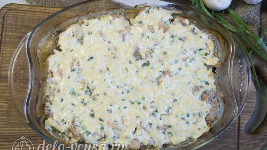 Рецепт картофельной запеканки с курицей и грибами