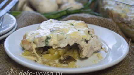 Рецепт картофельной запеканки с курицей и грибами