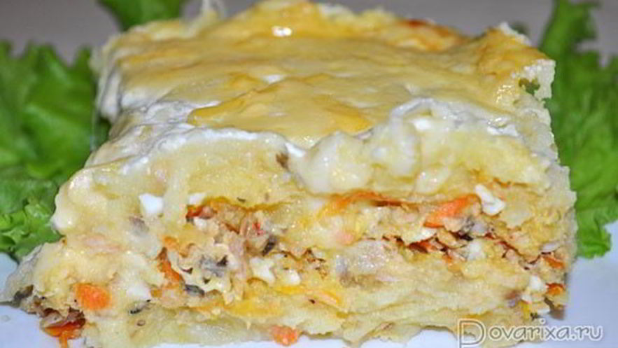 Рецепт картофельной запеканки с рыбными консервами