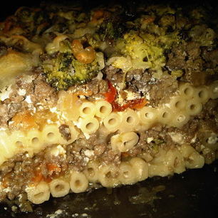 Рецепт Макаронной запеканки с овощами и фаршем в сливочно-овощном соусе