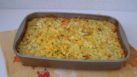 Рецепт запеканки из кабачков и картошки с куриным фаршем