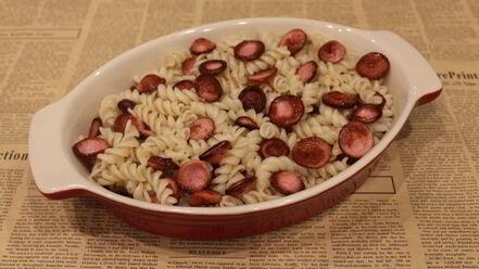 Рецепт запеканки из макарон с сосисками