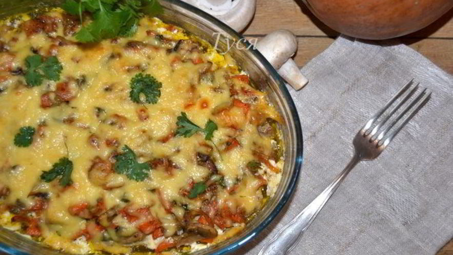 Рецепт запеканки из свинины с тыквой и грибами