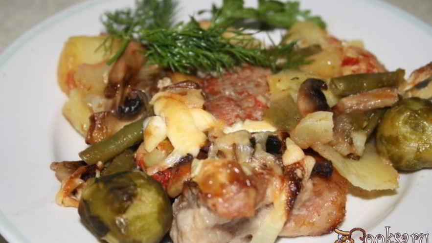 Рецепт запеканки радуга с мясом, картофелем и овощами