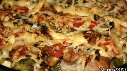 Рецепт запеканки радуга с мясом, картофелем и овощами