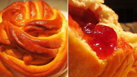 Рецепт слоеных булочек с малиновым джемом