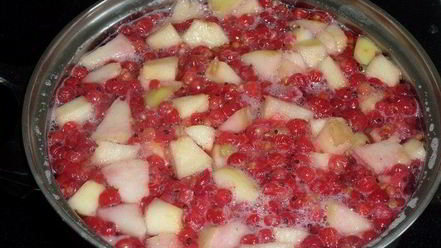 Рецепт компота из персиков и красной смородины
