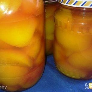 Рецепт Компота из персиков в сливовой заливке