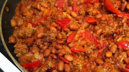 Рецепт Фасоли с фаршем и лечо