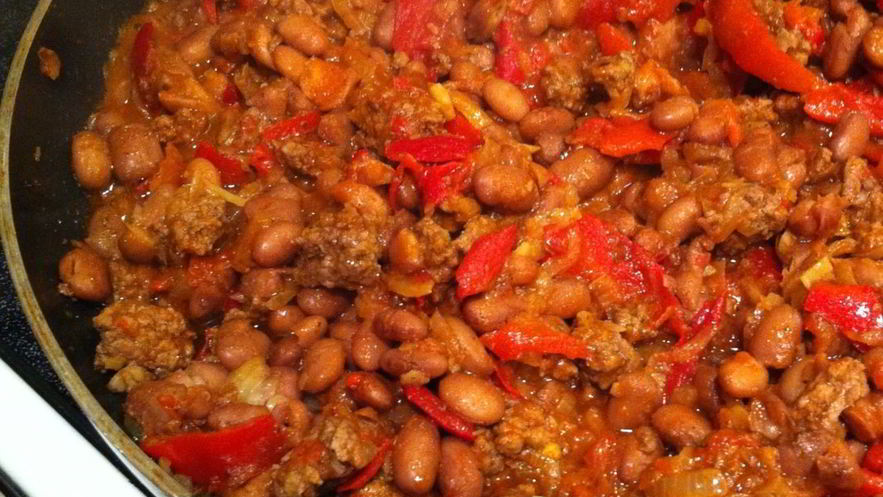 Рецепт фасоли с фаршем и лечо
