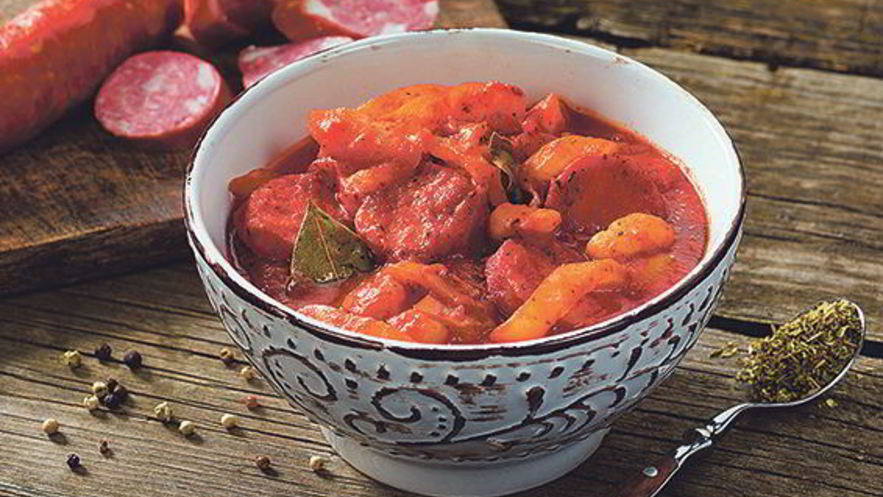 Рецепт лечо с колбасой