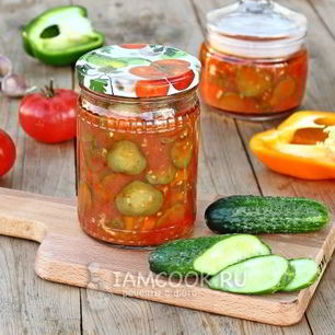 Рецепт Лечо с огурцами, помидорами и перцем