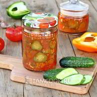 Рецепт Лечо с огурцами, помидорами и перцем