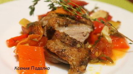 Рецепт утиной грудки, тушеной в лечо