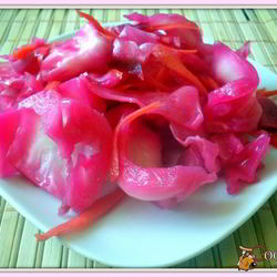 Рецепт Быстро маринованная капуста Розовый закат