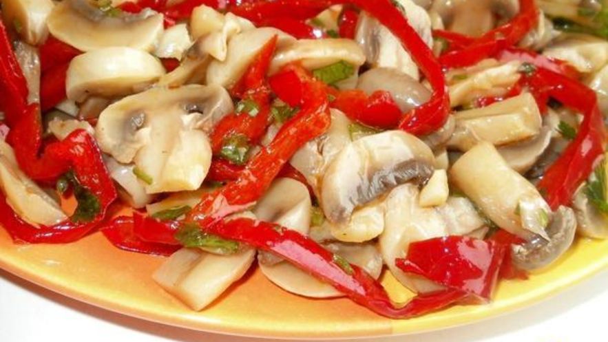 Рецепт маринованных шампиньонов со сладким перцем
