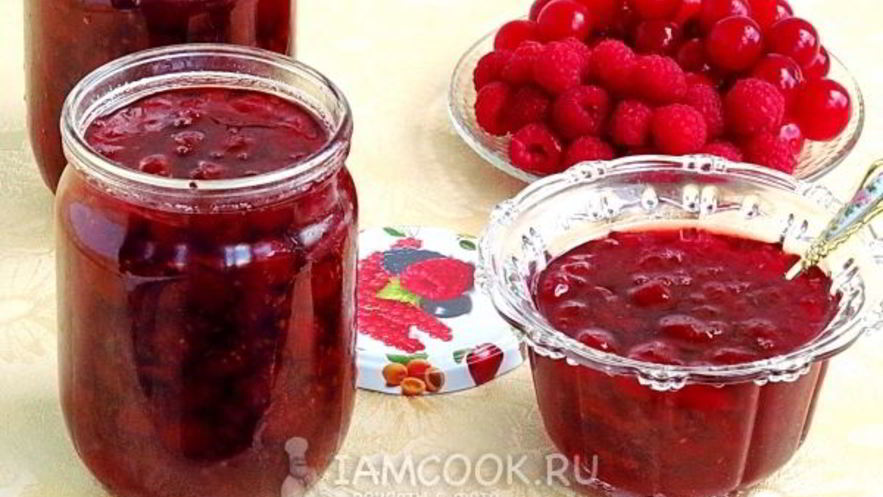 Рецепт варенья из вишни с малиной