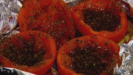 Рецепт брускетты с помидорами-гриль и артишоками